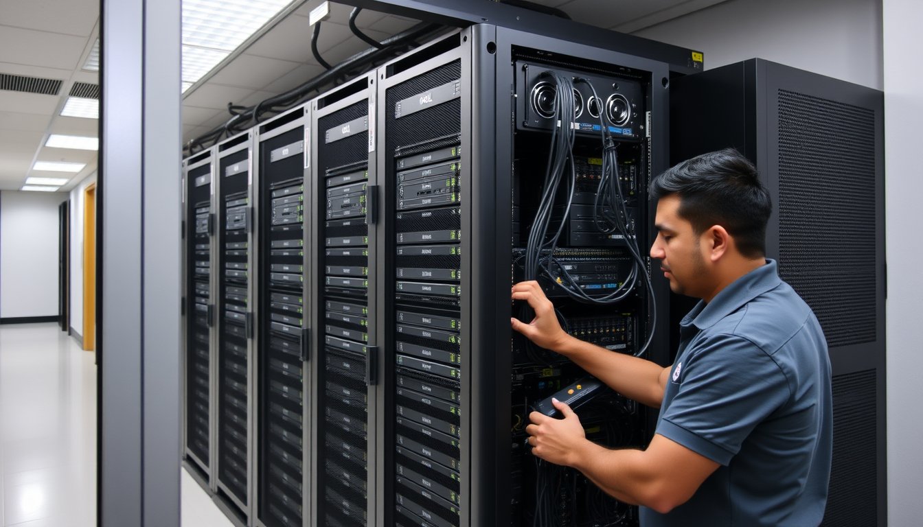 Dell PowerEdge server rack in a Bangalore office server room
