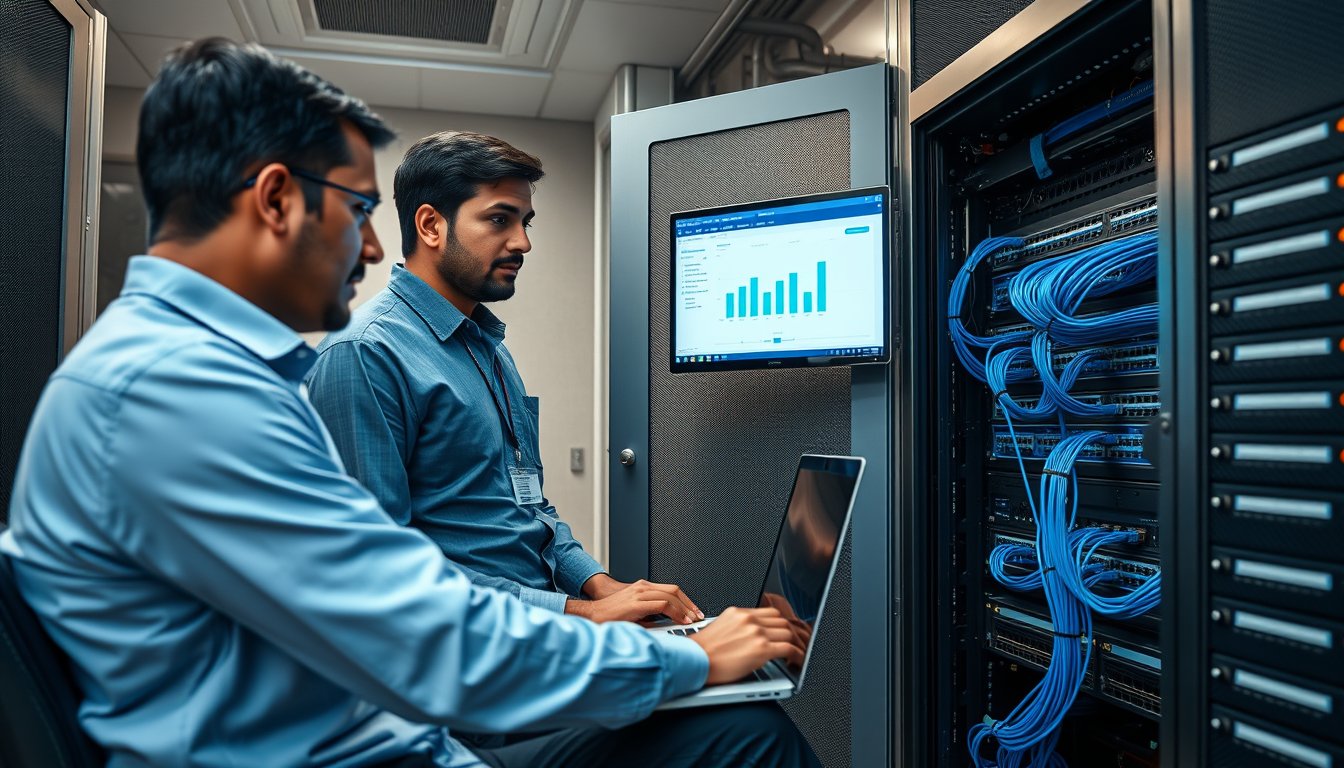 IT technicians planning a file server migration to cloud in a Bangalore server room