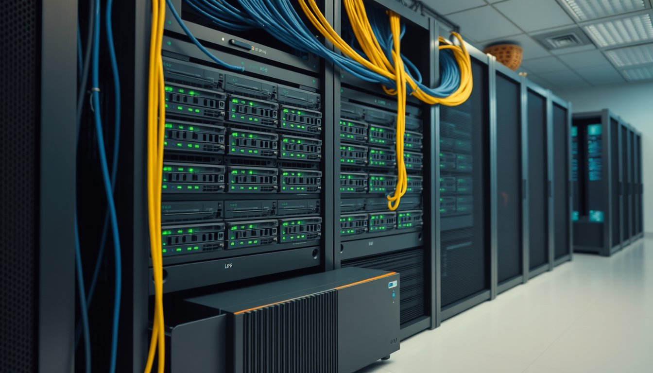 Small business server room in Bangalore with rack-mounted NAS and SAN storage arrays